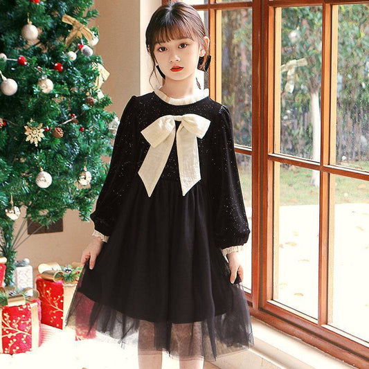 Fashion Dress Princess Children New Year ClothesBlackPlus cashmere120cm