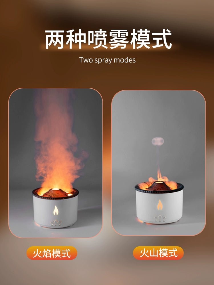 Flame Volcano Aromatherapy Humidifier Aroma Diffuser Household Bedroom Noiseless Office Desk Surface Panel Gift Smoke Ring【标准款】单色雾灯+精油1瓶