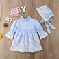 Floral Girl Dress Childrens Clothing Lace SummerBlue12M