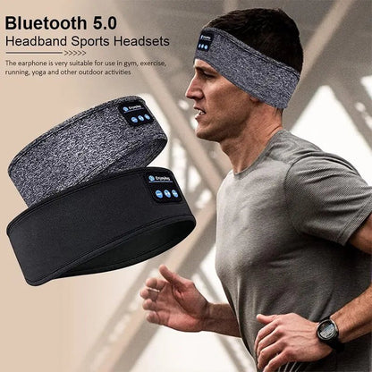 Fone Bluetooth Earphones Sports Sleeping Headband Elastic Wireless Headphones Music Eye Mask Wireless Bluetooth Headset HeadbandBlack