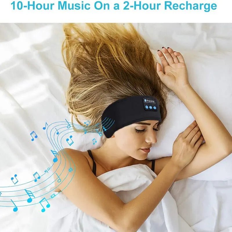 Fone Bluetooth Earphones Sports Sleeping Headband Elastic Wireless Headphones Music Eye Mask Wireless Bluetooth Headset HeadbandBlack