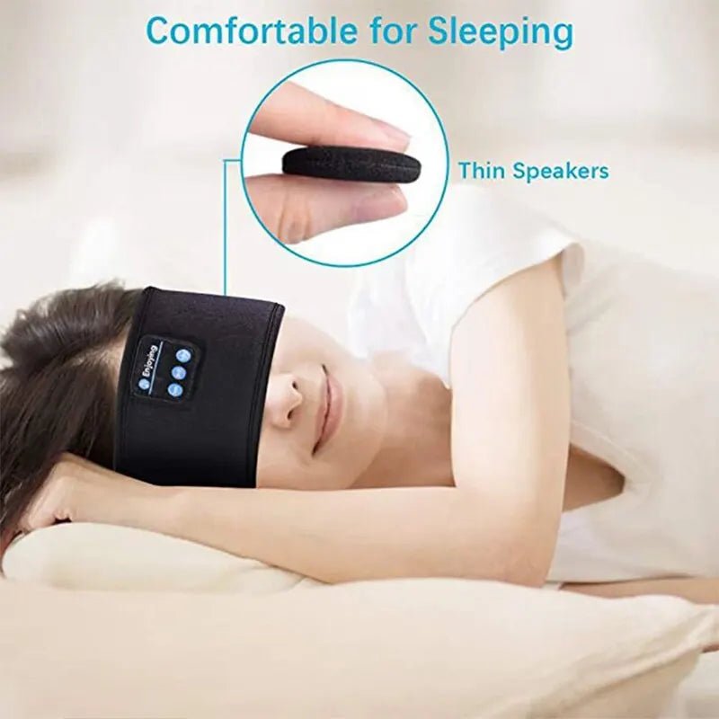 Fone Bluetooth Earphones Sports Sleeping Headband Elastic Wireless Headphones Music Eye Mask Wireless Bluetooth Headset HeadbandBlack