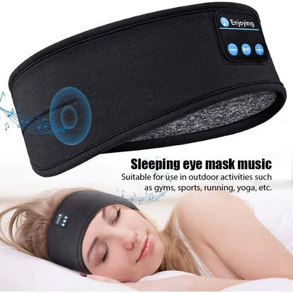 Fone Bluetooth Earphones Sports Sleeping Headband Elastic Wireless Headphones Music Eye Mask Wireless Bluetooth Headset HeadbandBlack