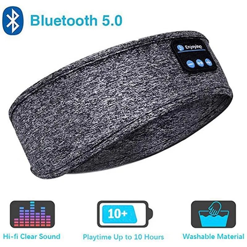 Fone Bluetooth Earphones Sports Sleeping Headband Elastic Wireless Headphones Music Eye Mask Wireless Bluetooth Headset HeadbandGray