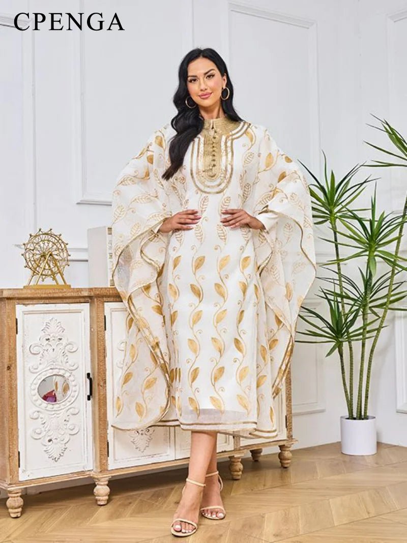 Gold Embroidered Muslim Abaya for Women Morocco Caftan 2023 New Robe Vest 2 Piece Set Islam Clothing Turkey Dress RamadanblueL