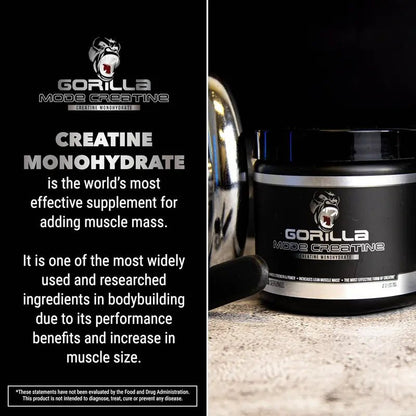 Gorilla Mode Creatine – Micronized Creatine Monohydrate Powder - Strength, Power & Endurance Supplement for Men & Women - 5 Grams per Servings - Unflavored (30 Servings)100 ServingsPowderHealth