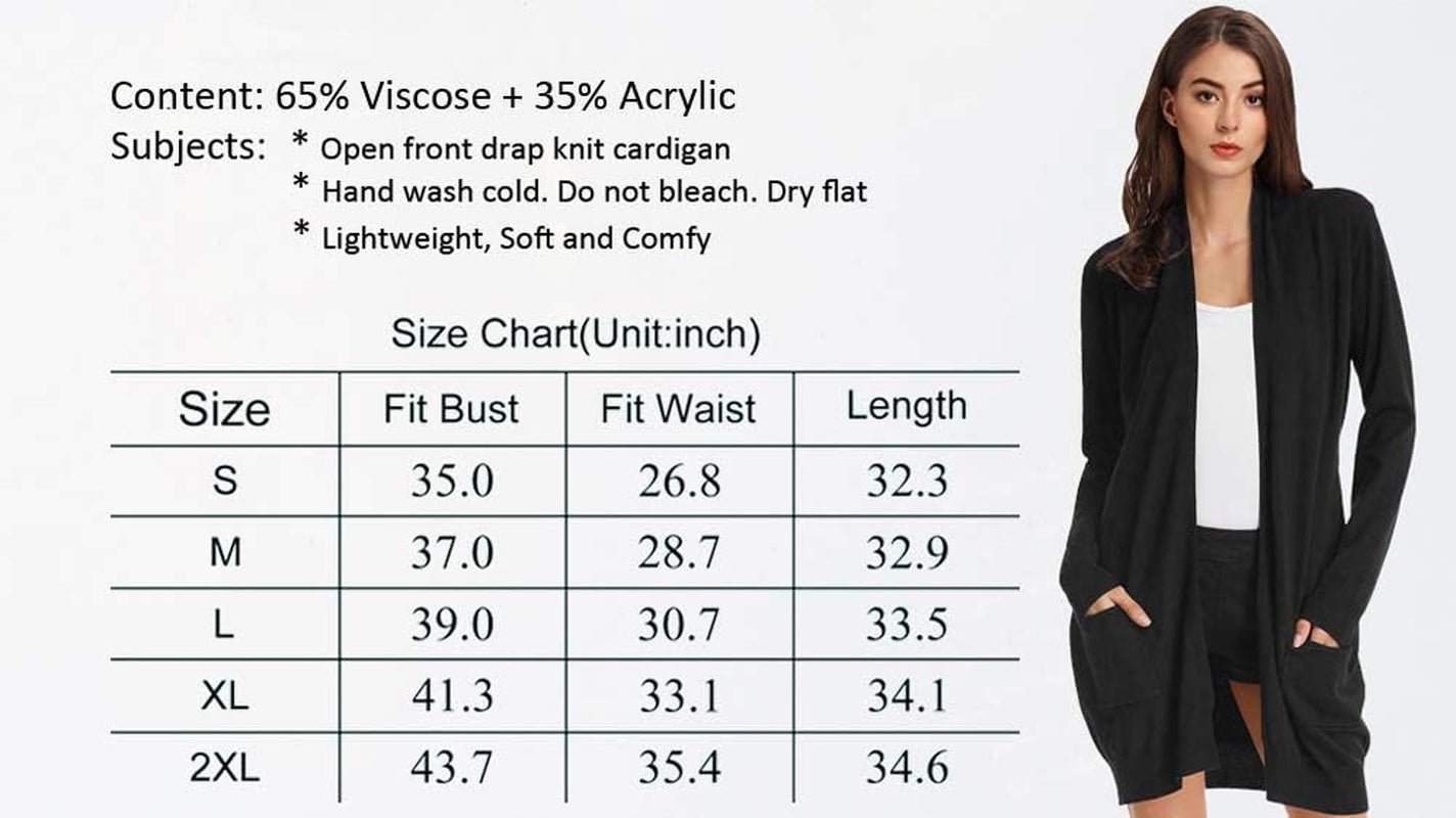 GRACE KARIN Women'S Casual Open Front Cardigan Long Knitted Sweaters Shrug with PocketsNavy BlueLargeCardigansClothingShoes & Jewelry