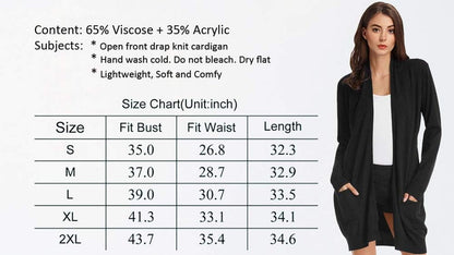 GRACE KARIN Women'S Casual Open Front Cardigan Long Knitted Sweaters Shrug with PocketsNavy BlueLargeCardigansClothingShoes & Jewelry