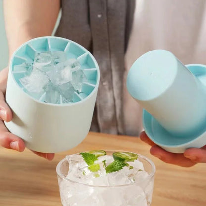 Ice Bucket Cup Mold Ice Cubes Tray Food Grade Quickly Freeze Silicone Ice Maker Creative Design Ice Bucket Whiskey Beer MakerGrey