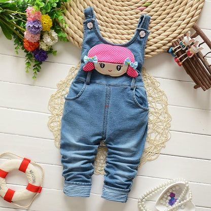 KIDSCOOL SPACE Baby Cotton 3D Cartoon Soft Knitted Jeans OverallsBlue - 215618 - 24 MonthsBabyBaby GirlsBottoms