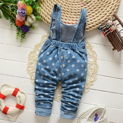 KIDSCOOL SPACE Baby Cotton 3D Cartoon Soft Knitted Jeans OverallsBlue - 215618 - 24 MonthsBabyBaby GirlsBottoms