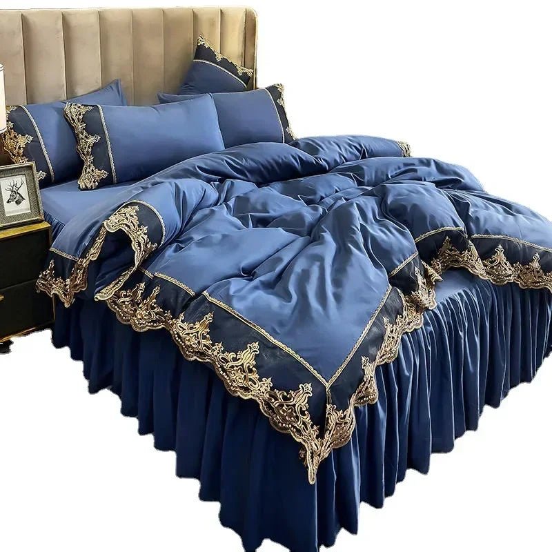 Lace edge bed skirt bed cover matte four piece set, 1.5m 1.8m European style thickened versionGentleman Ash1.5m four piece set