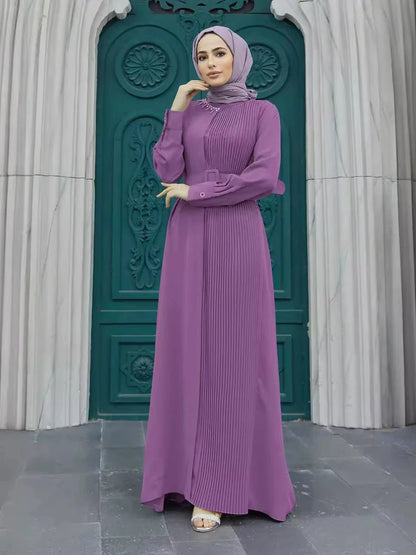 Lace - up Caftan Muslim Vestidos Largo Kaftan I Robe 2024PURPLEM