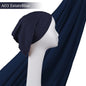 Light Viscose Rayon Shawl One Set Thin Plain Hijabs With Caps High Quality Muslim Fashion Head Scarf Headwraps Islam 185x85cmA03 - EstateBlue