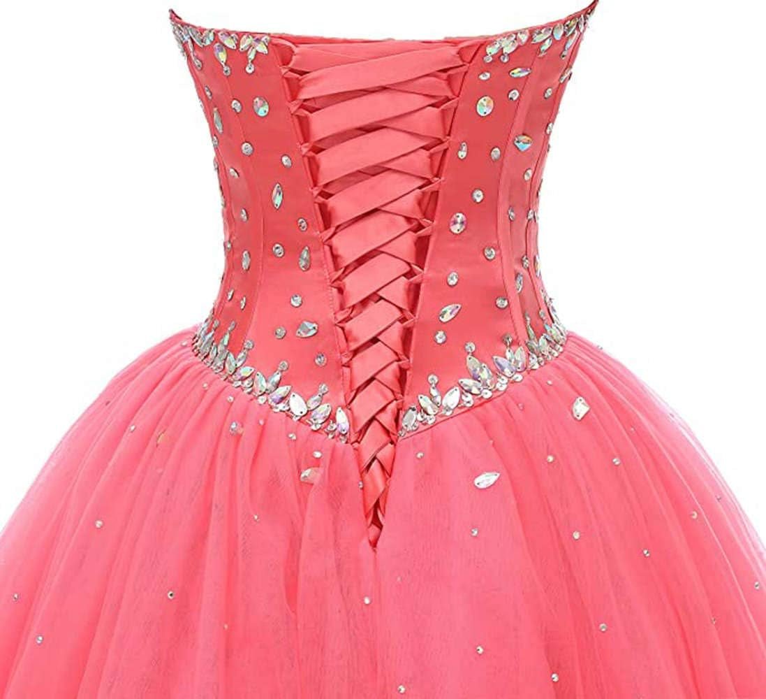 Likedpage Women'S Sweetheart Ball Gown Tulle Quinceanera Dresses Prom DressPink16 PlusClothingDressesShoes & Jewelry