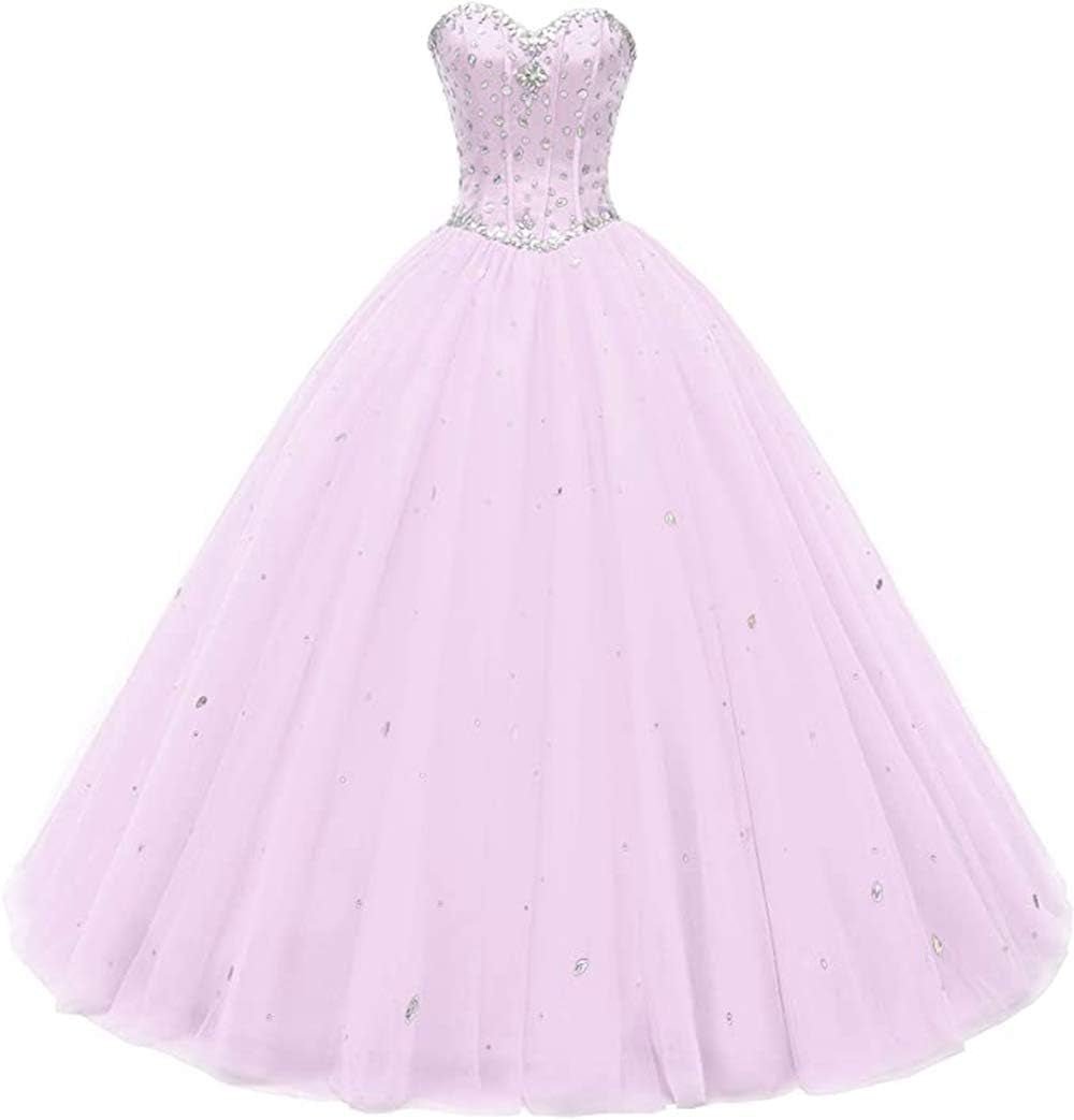 Likedpage Women'S Sweetheart Ball Gown Tulle Quinceanera Dresses Prom DressPink16 PlusClothingDressesShoes & Jewelry