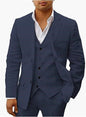 Linen Business Casual Suit Men's Six - piece Set SuitNavy Blue3XL