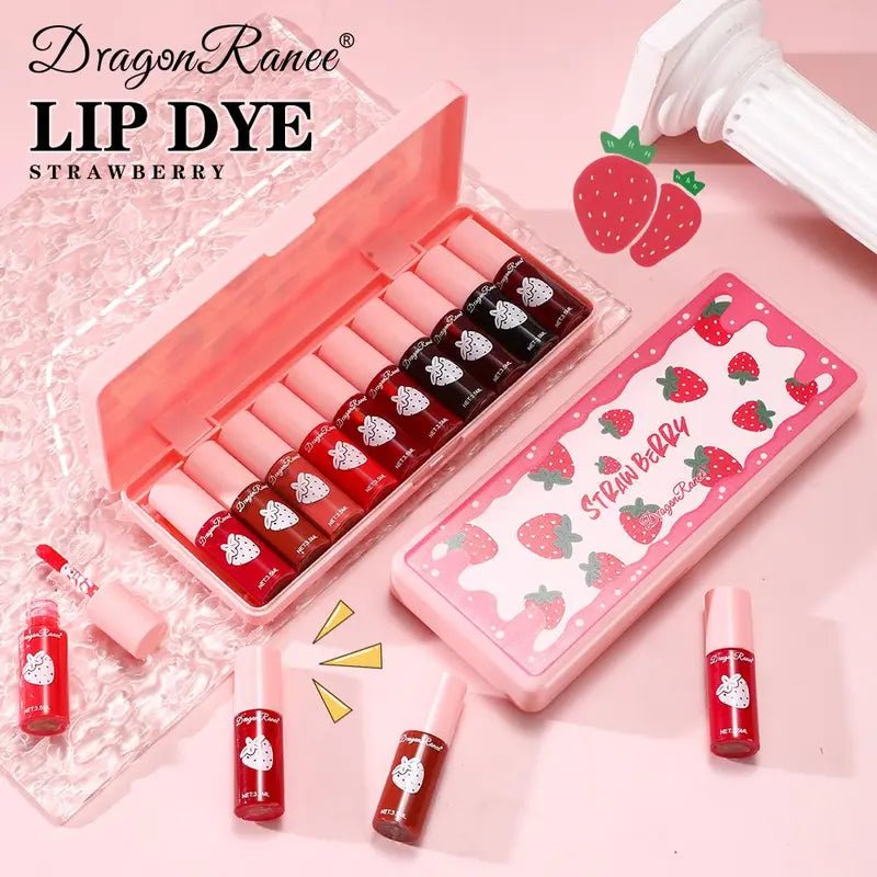 Long - Lasting Lip Gloss Set, 10Pcs/Set Strawberry Lip Stick, Moisturizing Lip Gloss Elegant Hydrating Lip Cosmetic for Lip Makeup, Girls and Women Makeup Set, Lip GlossOne - SizeMulticolorBeauty & Personal Care