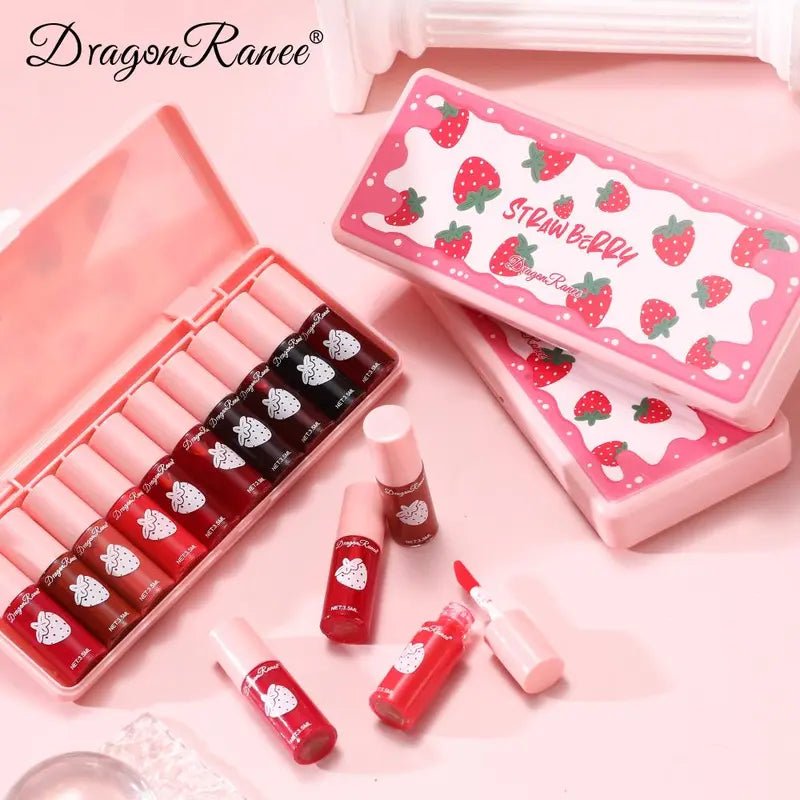 Long - Lasting Lip Gloss Set, 10Pcs/Set Strawberry Lip Stick, Moisturizing Lip Gloss Elegant Hydrating Lip Cosmetic for Lip Makeup, Girls and Women Makeup Set, Lip GlossOne - SizeMulticolorBeauty & Personal Care