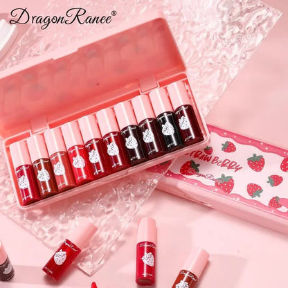 Long - Lasting Lip Gloss Set, 10Pcs/Set Strawberry Lip Stick, Moisturizing Lip Gloss Elegant Hydrating Lip Cosmetic for Lip Makeup, Girls and Women Makeup Set, Lip GlossOne - SizeMulticolorBeauty & Personal Care