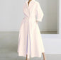 Long - sleeve Blouse Elastic Waist Swing DressWhite4XL