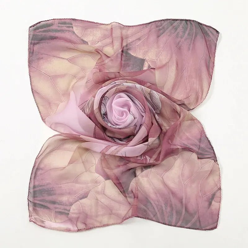 Lotus Print Chiffon Scarf Fashionable Lightweight Neck Scarf For Women Summer Neck Sun Protection Silk Scarf Shawl 150*50cm05