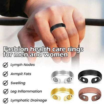 Magnetic Therapy Rings Women Men Fashion Slimming Fat Burning Opening Rings Lymphatic Detox Magnetic Health Care Jewelrychampagne goldChinaresizable