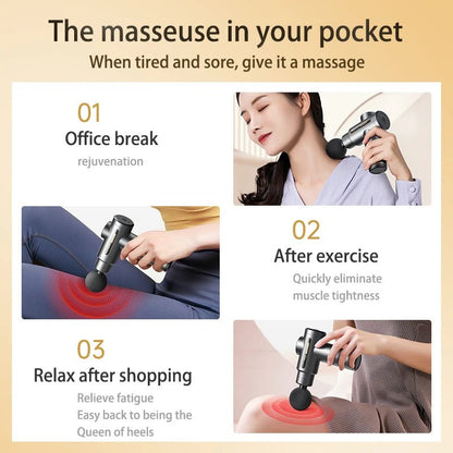 Massage Gun Deep Tissue Handheld Electric Muscle Massager for Athletes Muscle Massage Gun for Pain Relief with 4 Massage HeadsGreen 6 SpeedType C ChargeHome