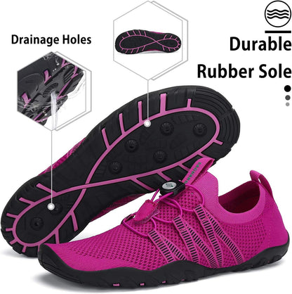 Mishansha Mens Womens Water Shoes Aqua Swim Shoes Beach Quick Dry Barefoot for Diving Surfing Kayaking Water Sports YogaRose Mauve/A0606 Women/5 MenAthleticClothingShoes