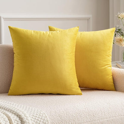 MIULEE Pack of 2 Velvet Soft Solid Decorative Square Throw Pillow Covers Set Cushion Case for Spring Sofa Bedroom 16X16 Inch 40X40 Cm Lemon YellowLemon Yellow16X16 Inch (Pack Of 2)BeddingDecorative PillowsHome & Kitchen