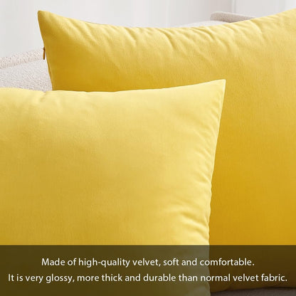 MIULEE Pack of 2 Velvet Soft Solid Decorative Square Throw Pillow Covers Set Cushion Case for Spring Sofa Bedroom 16X16 Inch 40X40 Cm Lemon YellowLemon Yellow16X16 Inch (Pack Of 2)BeddingDecorative PillowsHome & Kitchen