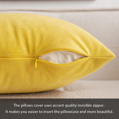 MIULEE Pack of 2 Velvet Soft Solid Decorative Square Throw Pillow Covers Set Cushion Case for Spring Sofa Bedroom 16X16 Inch 40X40 Cm Lemon YellowLemon Yellow16X16 Inch (Pack Of 2)BeddingDecorative PillowsHome & Kitchen