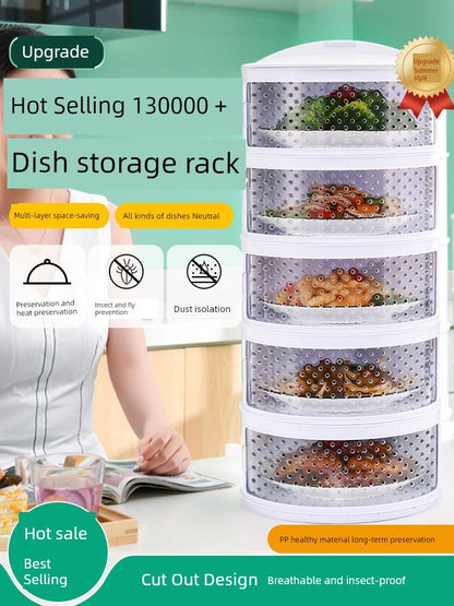 Multi - Layer Rice Dish Dishes Handy Gadget Kitchen Storage RackFive layers - breathable [save table/dust and fly]]