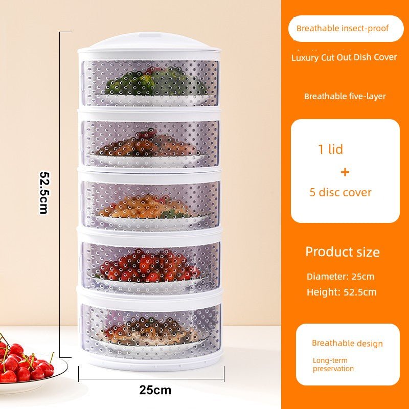 Multi - Layer Rice Dish Dishes Handy Gadget Kitchen Storage RackFive layers - breathable [save table/dust and fly]]