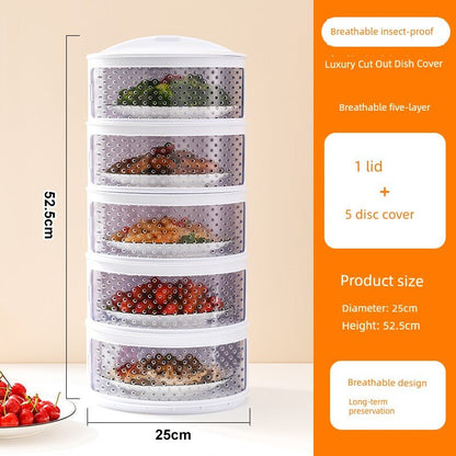 Multi - Layer Rice Dish Dishes Handy Gadget Kitchen Storage RackFive layers - breathable [save table/dust and fly]]