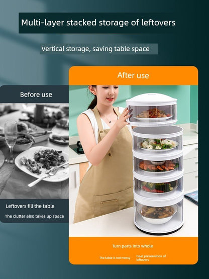 Multi - Layer Rice Dish Dishes Handy Gadget Kitchen Storage RackFive layers - breathable [save table/dust and fly]]