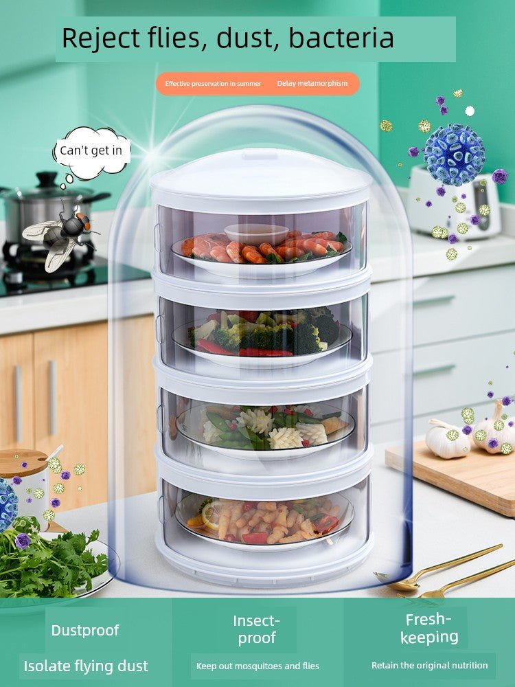 Multi - Layer Rice Dish Dishes Handy Gadget Kitchen Storage RackFive layers - breathable [save table/dust and fly]]