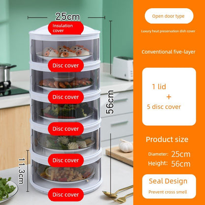 Multi - Layer Rice Dish Dishes Handy Gadget Kitchen Storage RackFive layers - sealed [save table/dust insulation]]