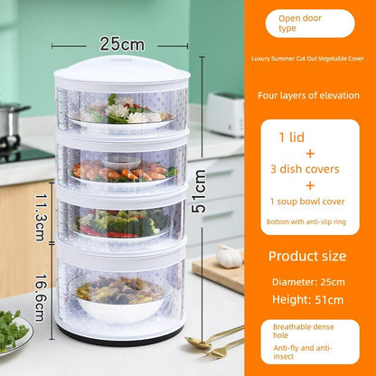 Multi - Layer Rice Dish Dishes Handy Gadget Kitchen Storage RackFour layers higher - breathable [summer recommend/dust and fly prevention]]