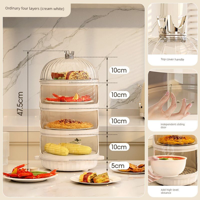 Multi - Layer Rice Dish Dishes Handy Gadget Kitchen Storage RackFour layers + insulation base - sealed [save table/dust insulation]]