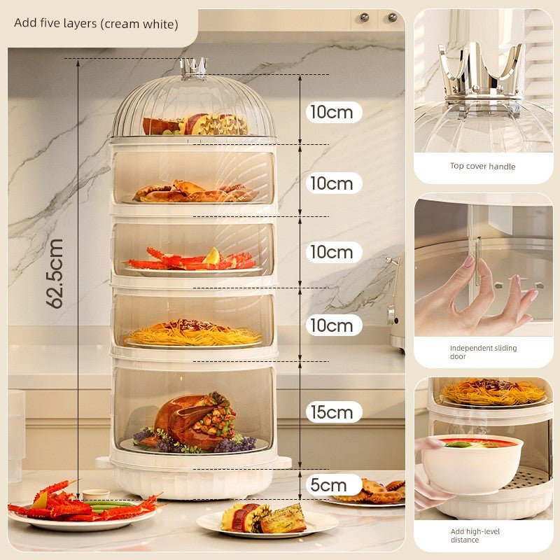 Multi - Layer Rice Dish Dishes Handy Gadget Kitchen Storage RackHeated five layers + insulation base - sealed [All Year Round Neutral/dust insulation]]