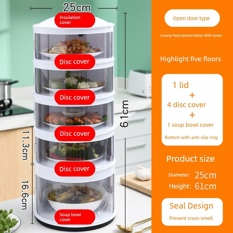 Multi - Layer Rice Dish Dishes Handy Gadget Kitchen Storage RackHeated five layers - sealed [All Year Round Neutral/dust insulation]] - 