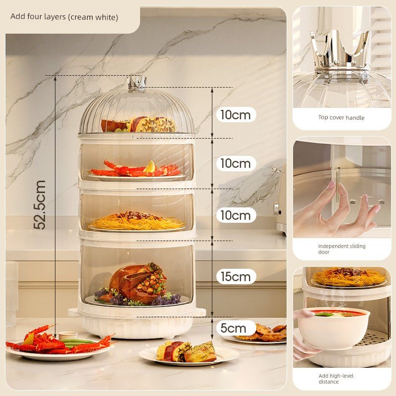 Multi - Layer Rice Dish Dishes Handy Gadget Kitchen Storage RackHeight four layers + insulation base - sealed [All Year Round Neutral/dust insulation]]