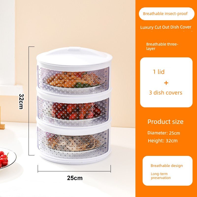 Multi - Layer Rice Dish Dishes Handy Gadget Kitchen Storage RackThree - layer - breathable [save table/dust and fly]]