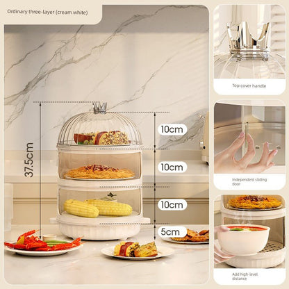 Multi - Layer Rice Dish Dishes Handy Gadget Kitchen Storage RackThree layers + insulation base - sealed [save table/dust insulation]]