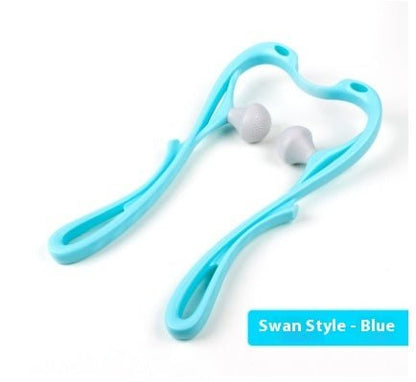 Multifunctional Manual Six - wheel Neck Massager Massage Relieve Roller Massage ToolSwan Blue