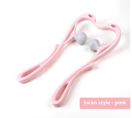 Multifunctional Manual Six - wheel Neck Massager Massage Relieve Roller Massage ToolSwan pink