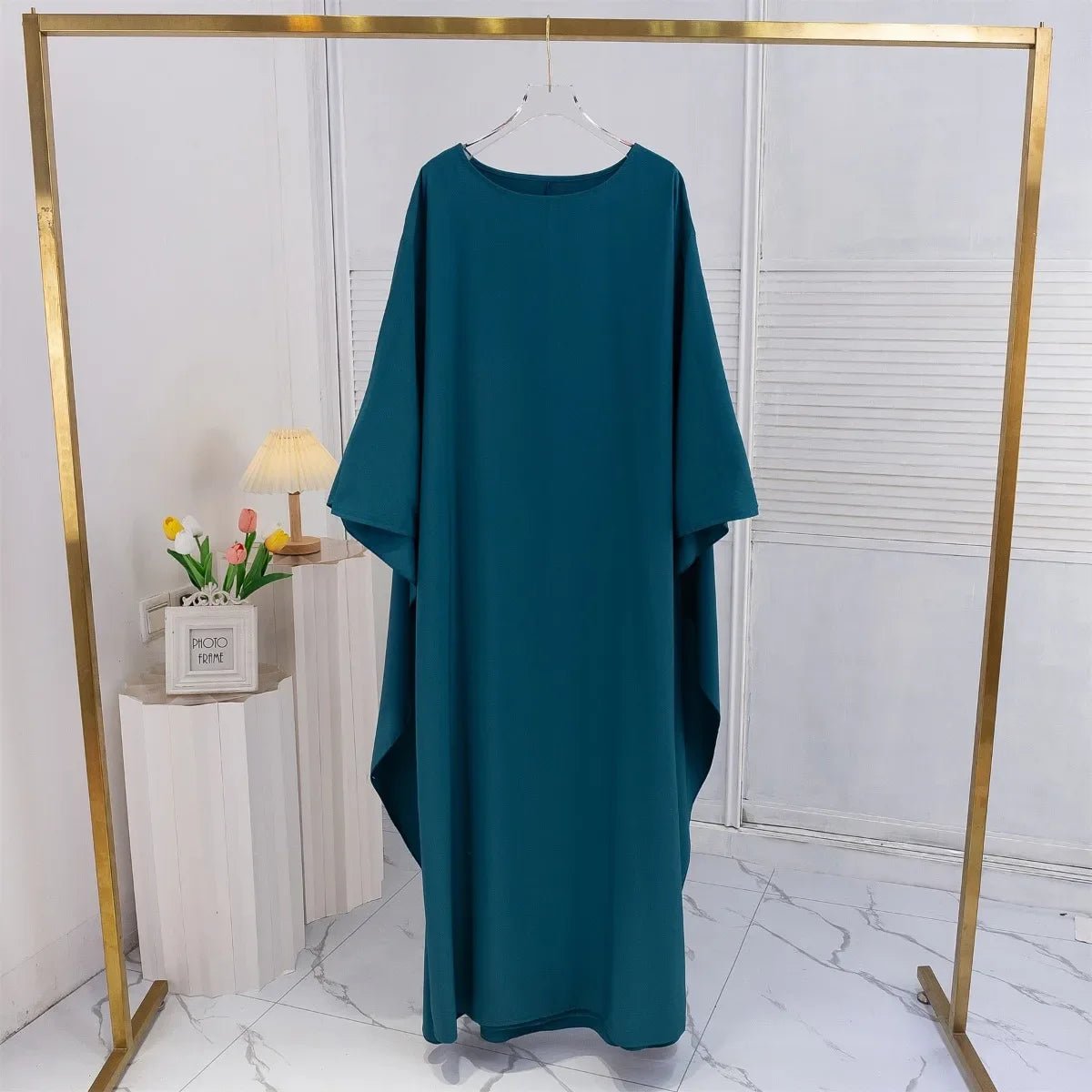 Muslim Abayas Muslim Maxi Party Dress Loose Islamic Dresses Women Jilbabs Elegant Casual Solid Robe Ramadan Dresses Kaftandark greenOne Size