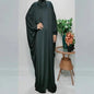 Muslim Hijabs Dress Middle Eastern Arab Robe One Piece Hooded Solid Bat Sleeve Large Size Loose Dress Islamic Clothing for WomenblackOne Size