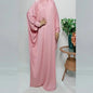 Muslim Hijabs Dress Middle Eastern Arab Robe One Piece Hooded Solid Bat Sleeve Large Size Loose Dress Islamic Clothing for WomenPinkOne Size